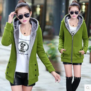 Fashion Korean Style Autumn Winter Women Coat Warm Thick Fleece Jacket Outerwear Hoodies Sweatshirts