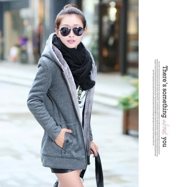 Fashion Korean Style Autumn Winter Women Coat Warm Thick Fleece Jacket Outerwear Hoodies Sweatshirts