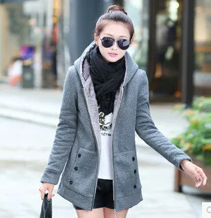 Fashion Korean Style Autumn Winter Women Coat Warm Thick Fleece Jacket Outerwear Hoodies Sweatshirts