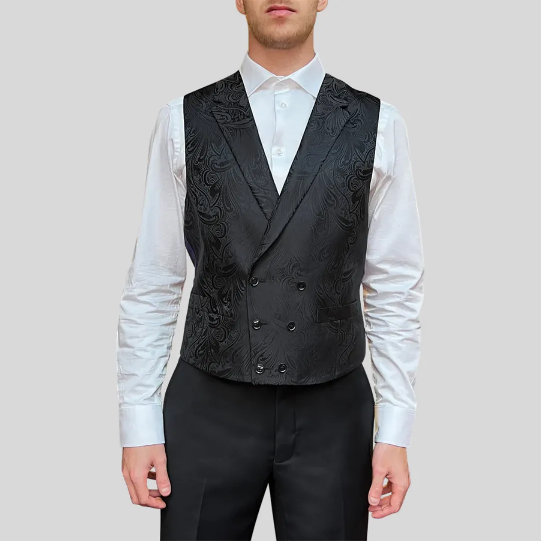 Flowing Floral Jacquard Vest - Charcoal