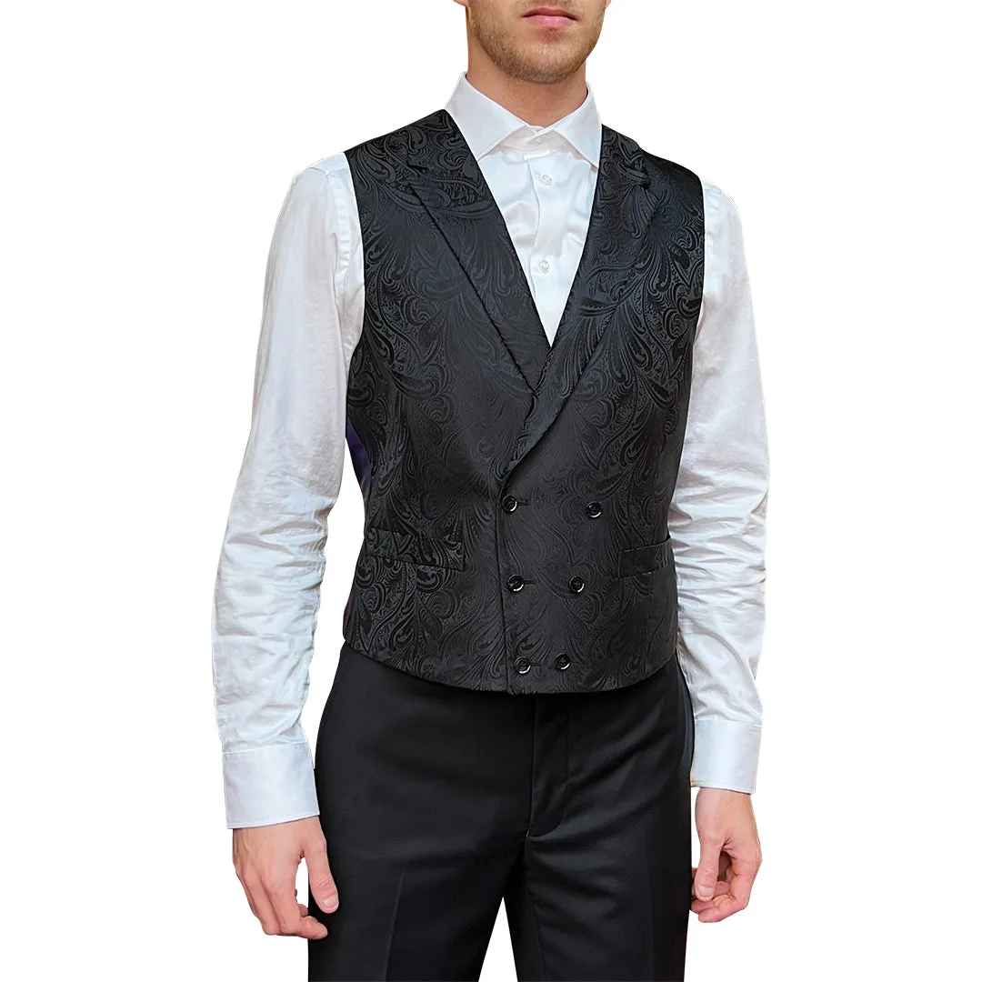 Flowing Floral Jacquard Vest - Charcoal