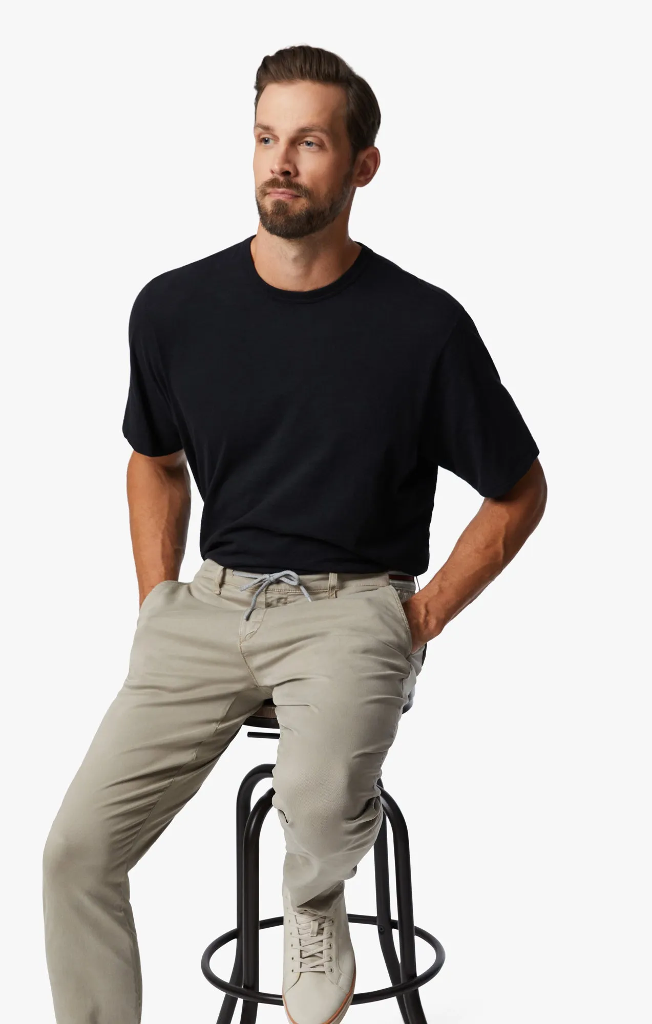 Formia Drawstring Chino Pants In Aluminum Soft Touch