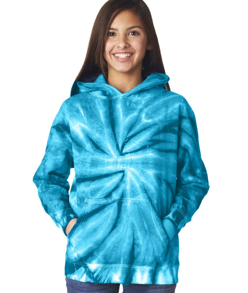 gildan tie-dye youth hooded sweatshirt - turquoise (m)