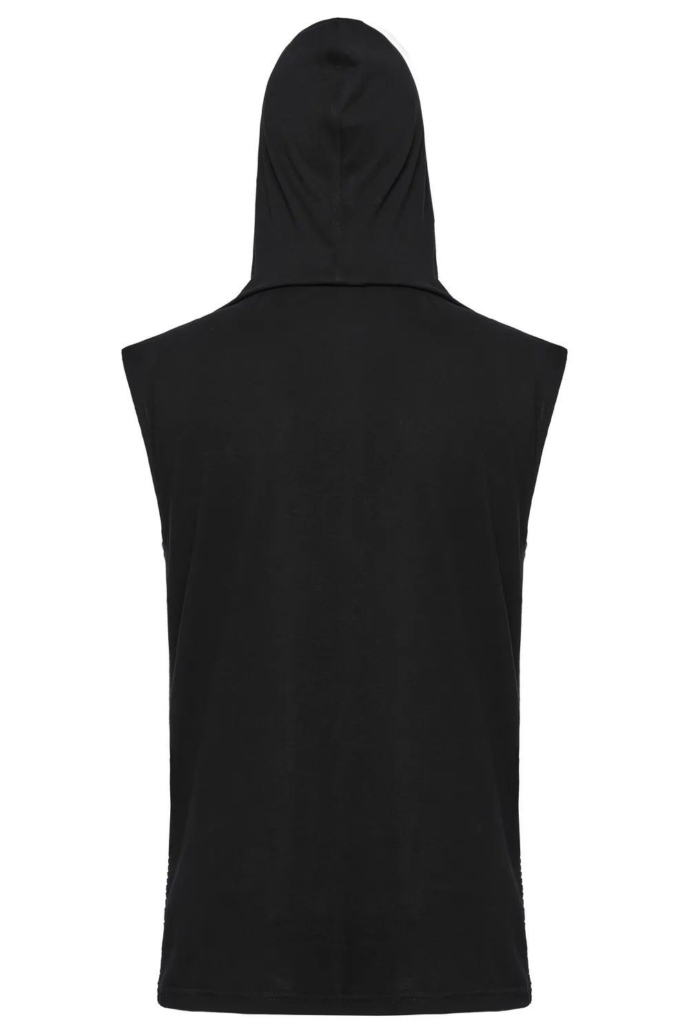 Gothic Hooded Vest with Mesh Details and Metal Accent