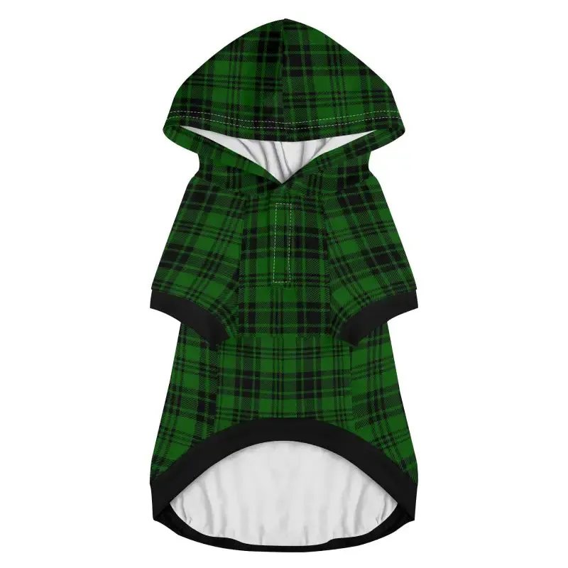 Green and Black Plaid Dog Hoodie for Stylish Pups