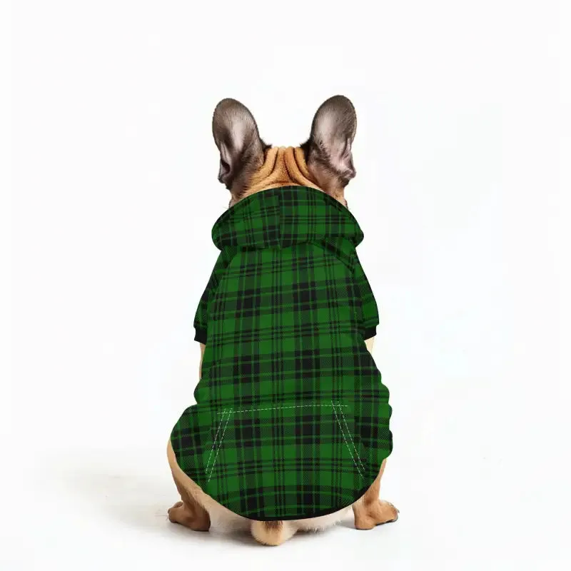 Green and Black Plaid Dog Hoodie for Stylish Pups