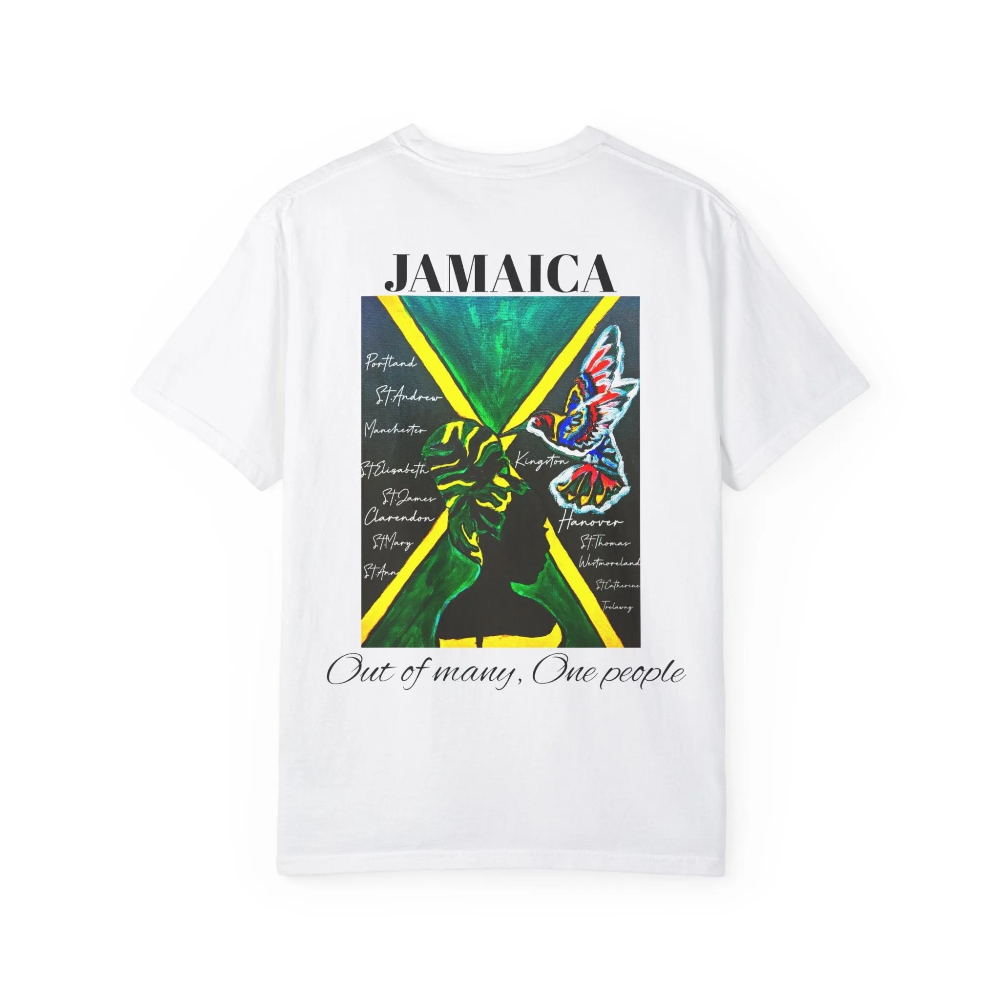 Hand-Drawn Jamaican Flag Tee - Unisex Artisan T-Shirt for Casual Wear