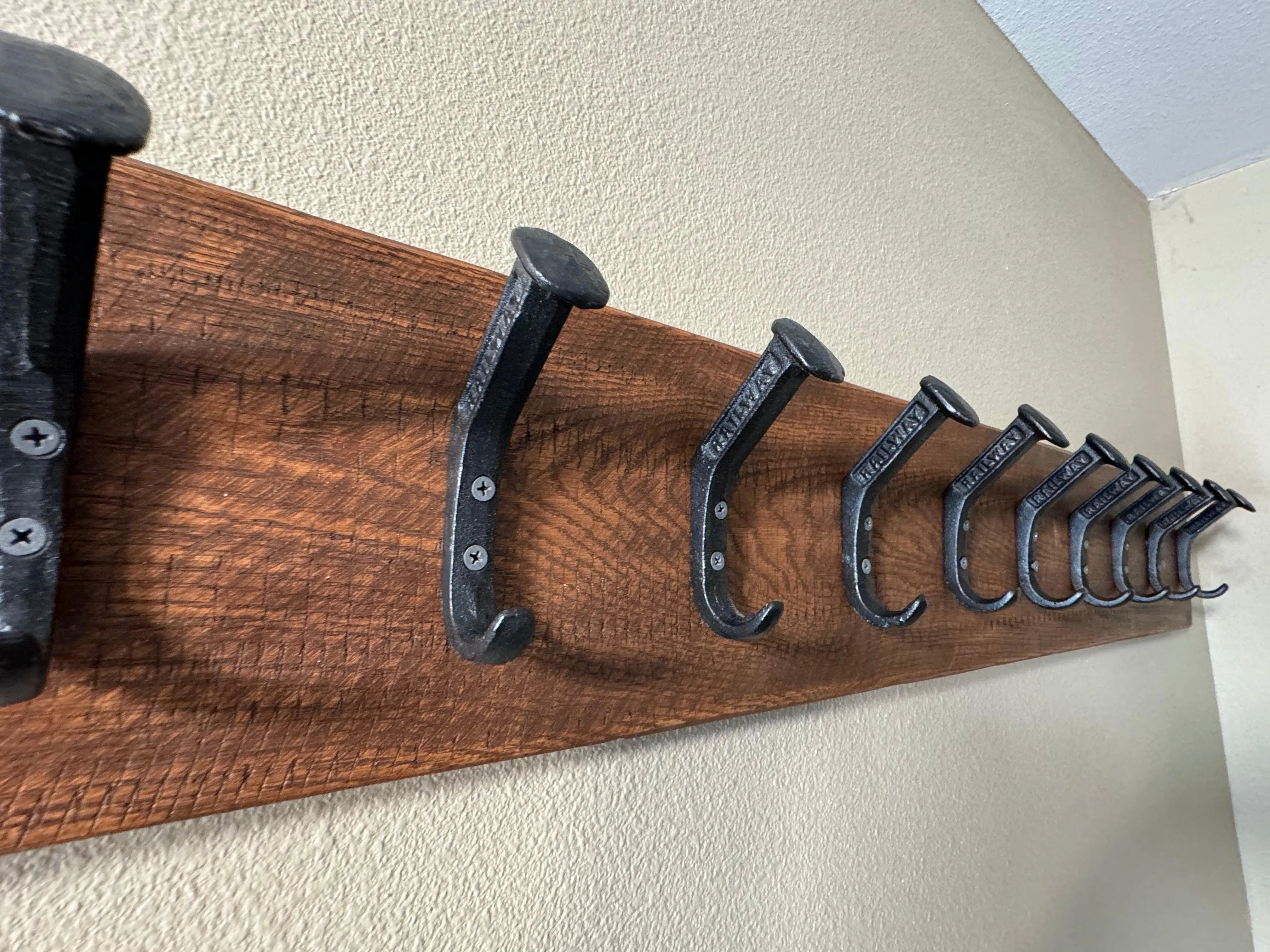 Handcrafted Rustic Farmhouse Wooden Hat Rack - 10 Hooks / 45" Long