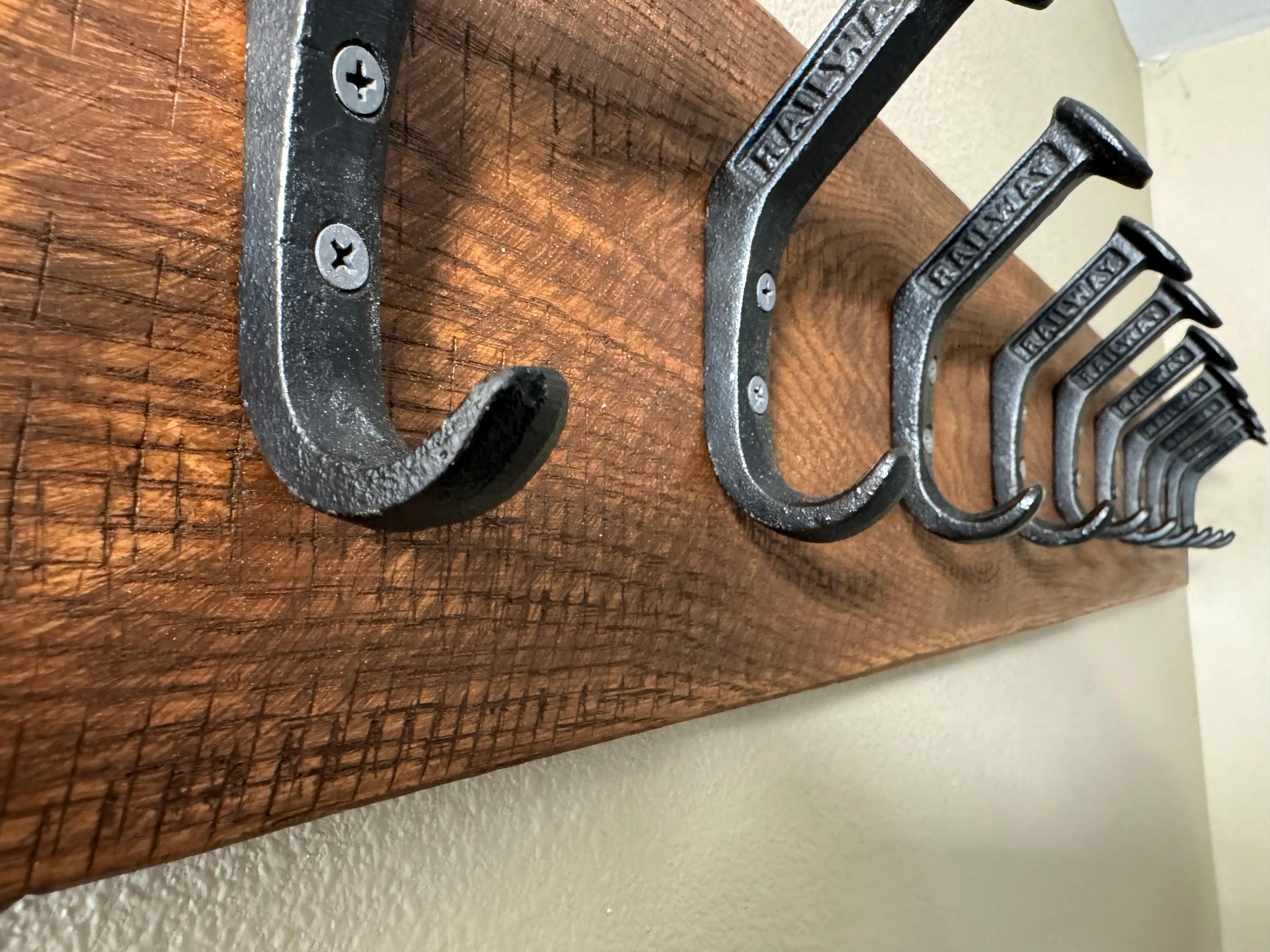 Handcrafted Rustic Farmhouse Wooden Hat Rack - 10 Hooks / 45" Long