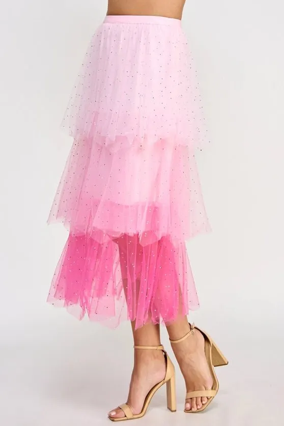 Heart Over Mind Tiered Tulle Midi Skirt