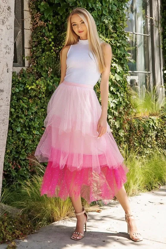 Heart Over Mind Tiered Tulle Midi Skirt