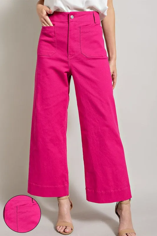 Hot Pink Soft Washed Wide Leg Pants