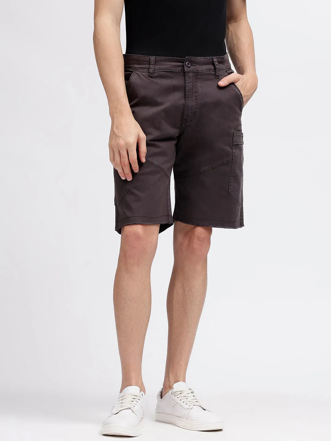 Iconic Men Charcoal Solid Regular Fit Shorts