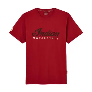 Indian Motorcycle  Mens Red Marl Script Logo T-Shirt Tee Lightweight Comfy Red