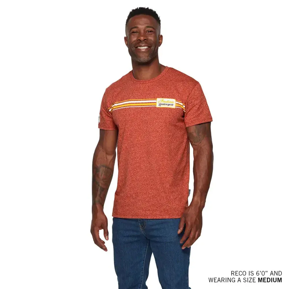 Indian Motorcycle  Polaris Stripe Patch Print T-Shirt Tee Soft Lightweight Comfortable Red