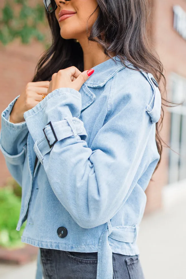 Invest In Me Denim Crop Trench Coat FINAL SALE