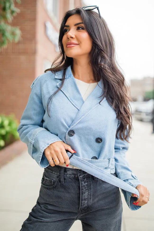 Invest In Me Denim Crop Trench Coat FINAL SALE