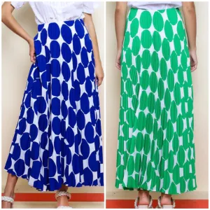 Jasmine Pleated Polka Dot Long Modest Skirt