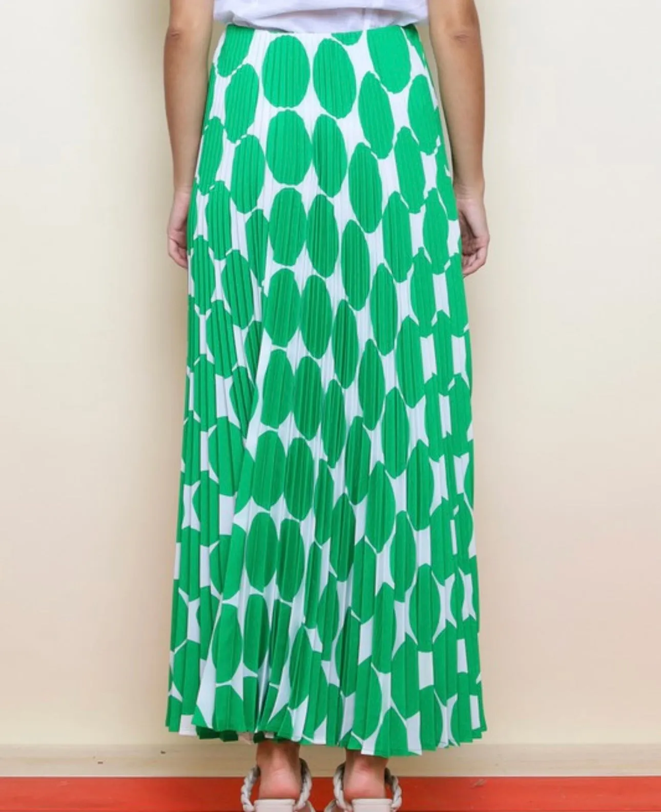 Jasmine Pleated Polka Dot Long Modest Skirt