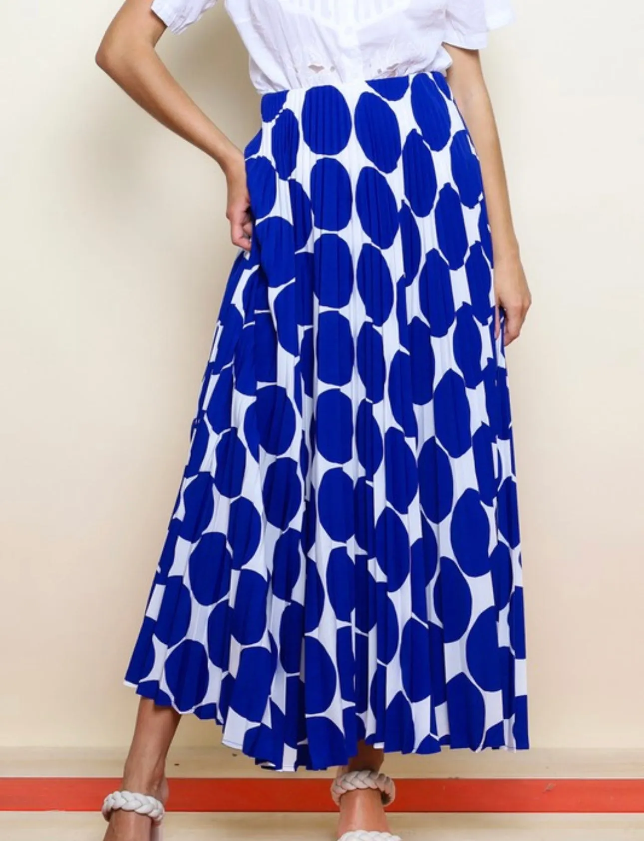 Jasmine Pleated Polka Dot Long Modest Skirt