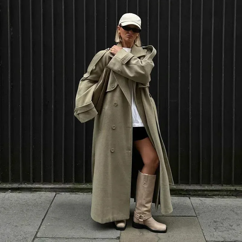 Lapeled Extra-long Elegant Trench Coat