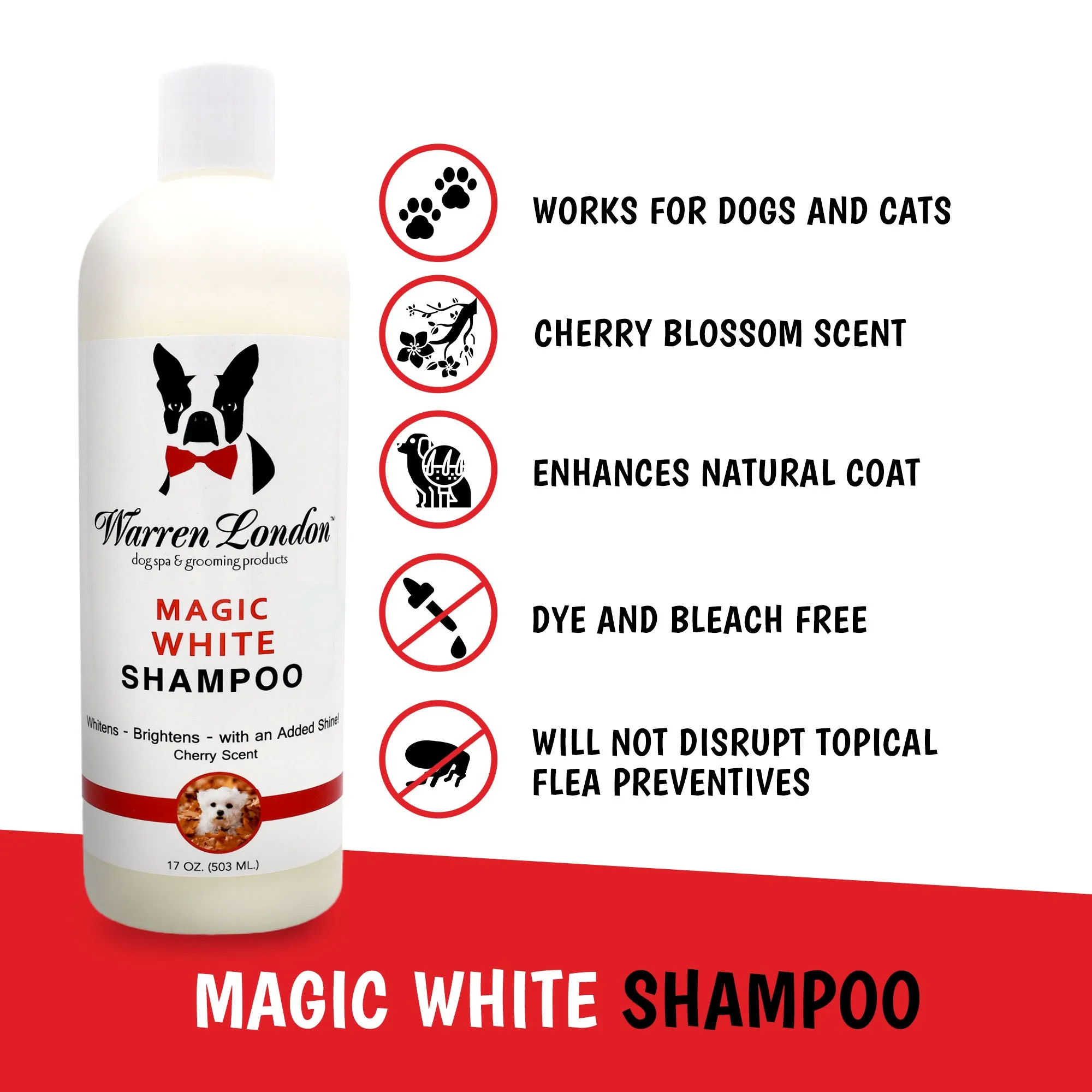 Magic White Brightening Dog Shampoo - Cherry Scented - 17oz