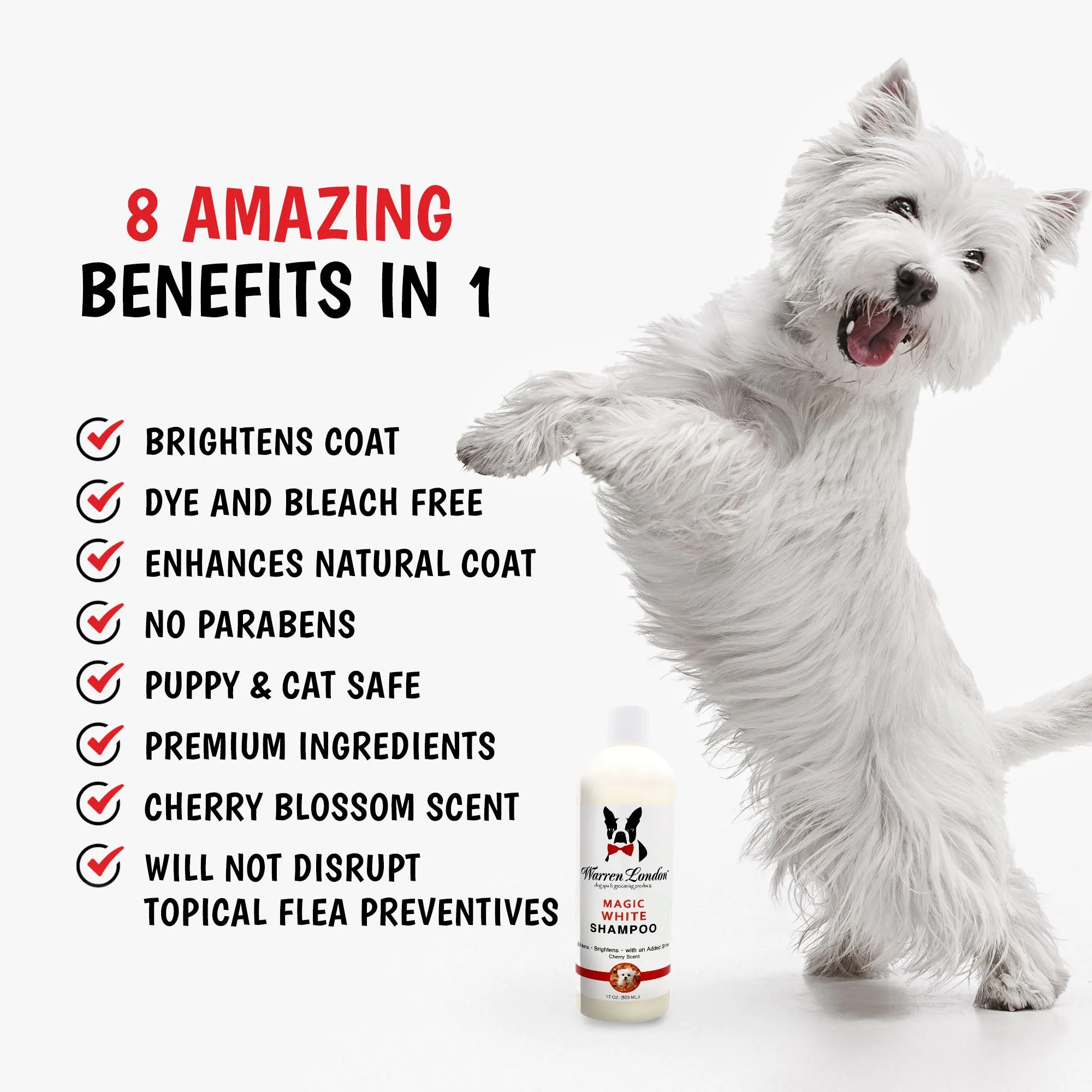 Magic White Brightening Dog Shampoo - Cherry Scented - 17oz