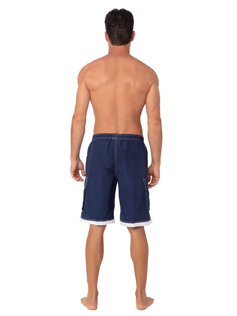 Men's Elasticized Swim Shorts in Navy