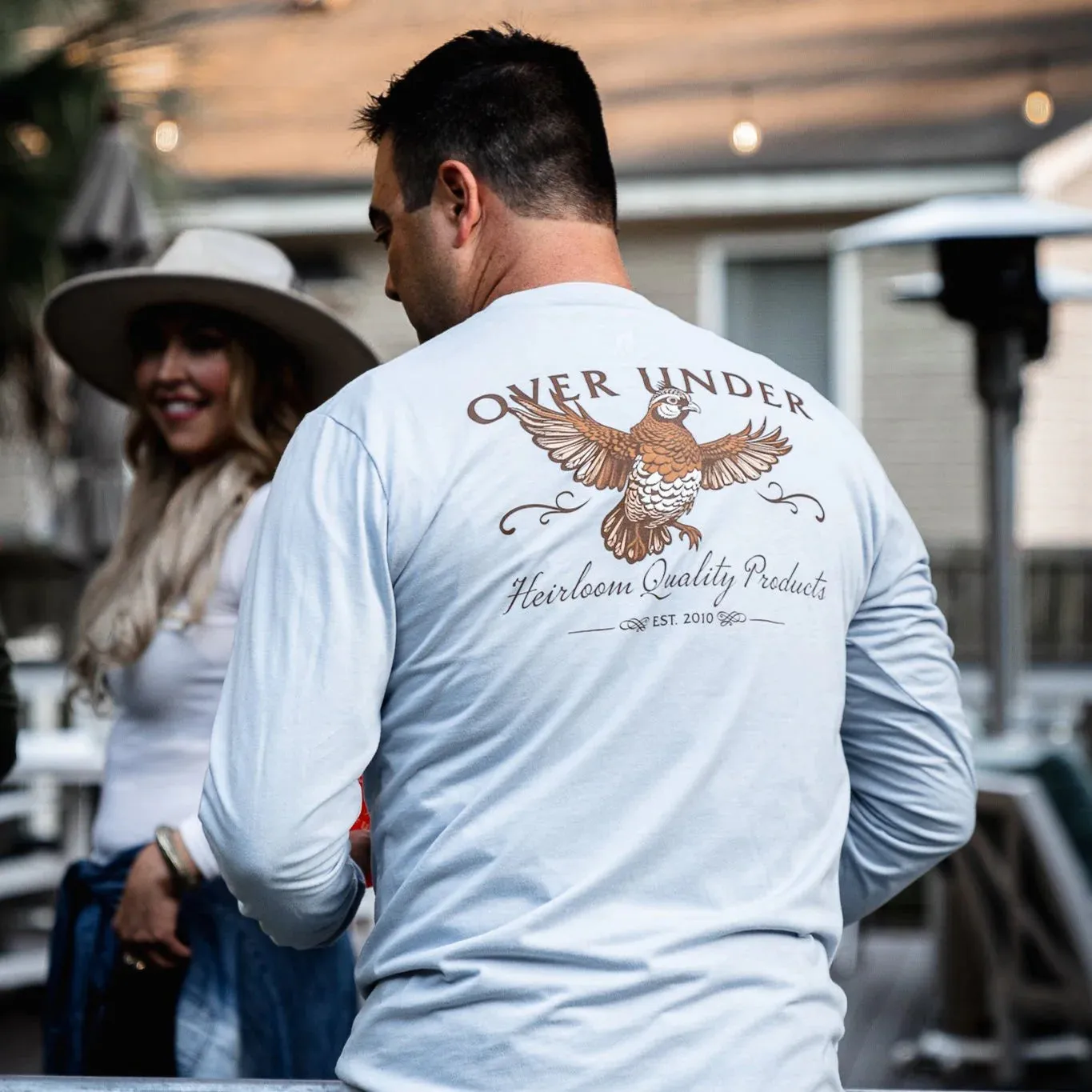 Over Under Long Sleeve Heirloom Quail T-Shirt in Skyride