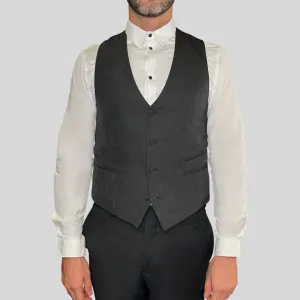 Patterned Slim Fit Ceremony Vest - Black