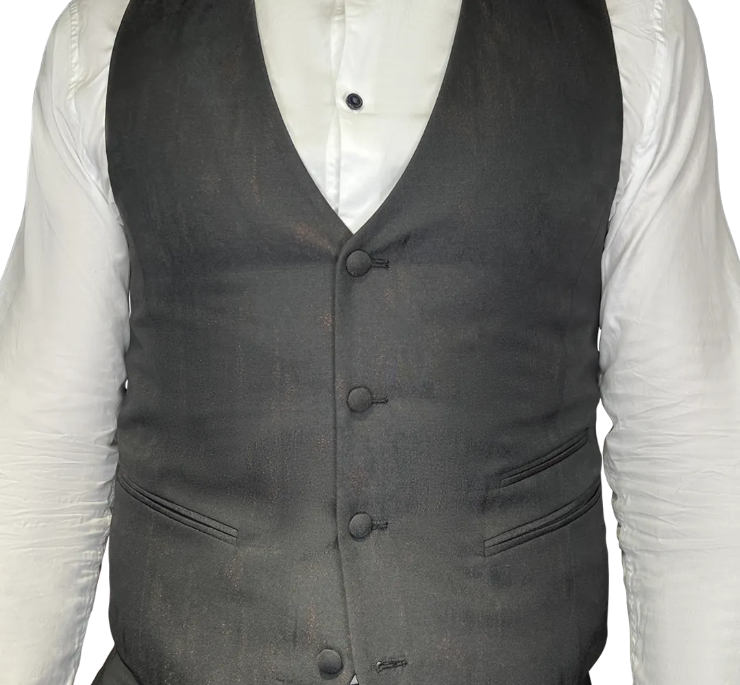 Patterned Slim Fit Ceremony Vest - Black