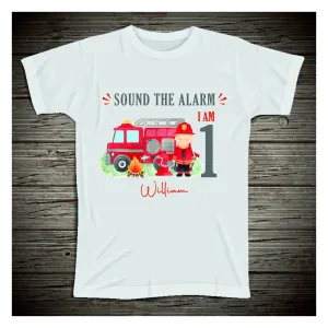 Personalised Fire Engine 1st or 2nd Birthday T-shirt Little Boy - One/Two Today - Fire Engine Birthday theme