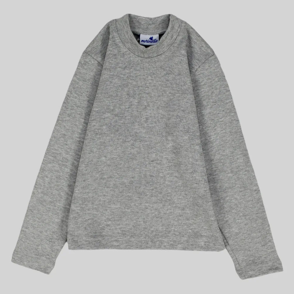 Plain Long-Sleeved Half-Collar T-Shirt