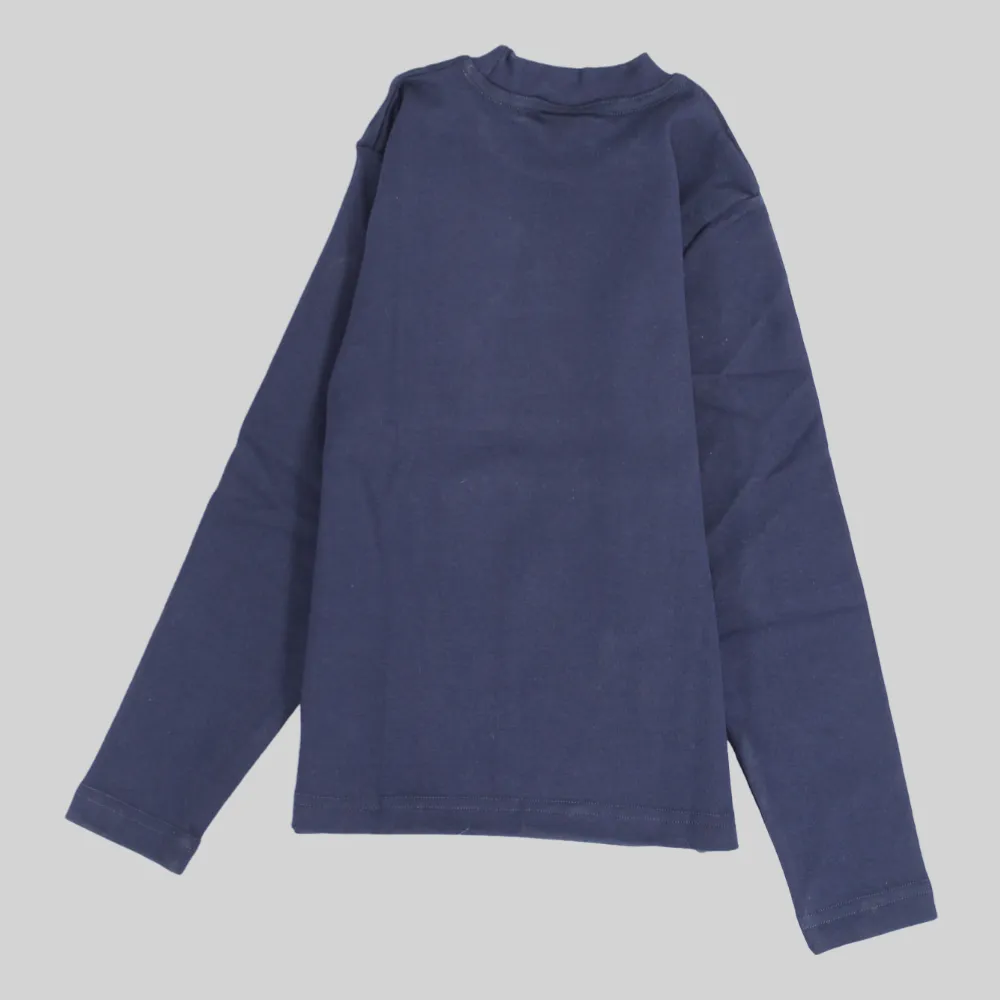 Plain Long-Sleeved Half-Collar T-Shirt