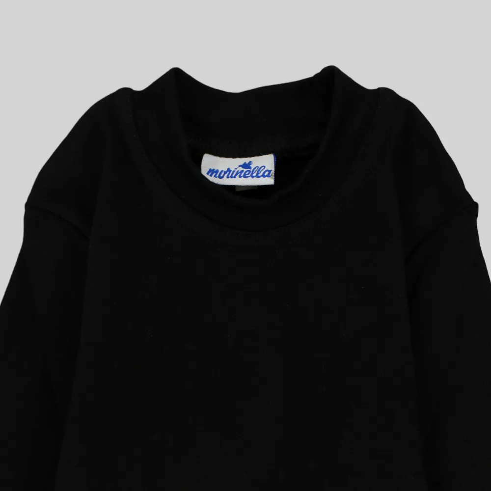 Plain Long-Sleeved Half-Collar T-Shirt