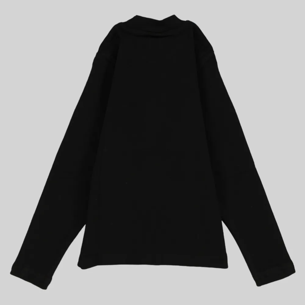 Plain Long-Sleeved Half-Collar T-Shirt