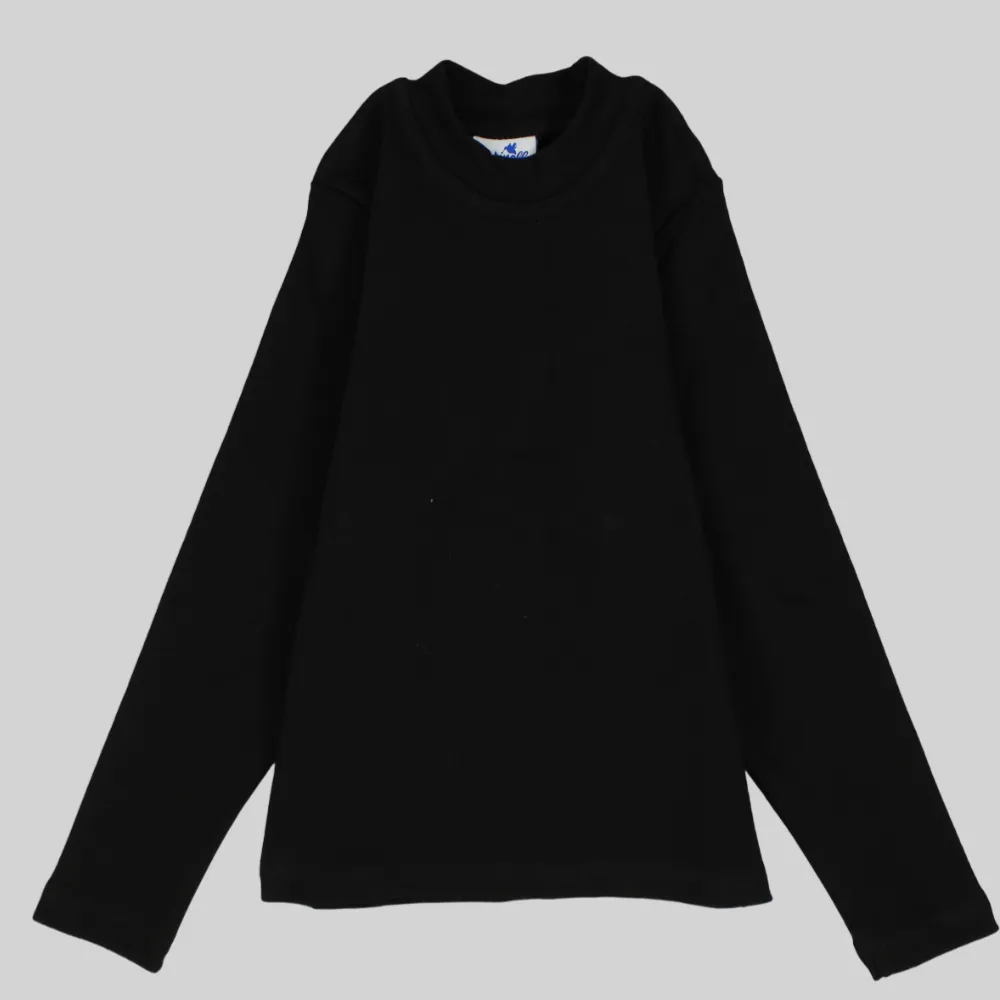 Plain Long-Sleeved Half-Collar T-Shirt