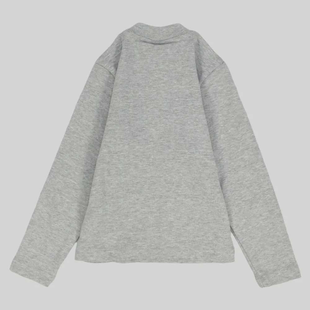 Plain Long-Sleeved Half-Collar T-Shirt