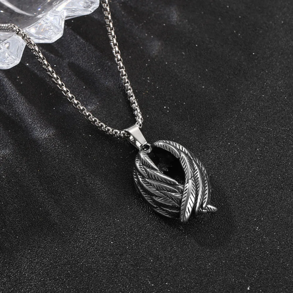 Planderful Everyday Genie Titanium Steel Angel Wings Pendant Necklace for Men and Women