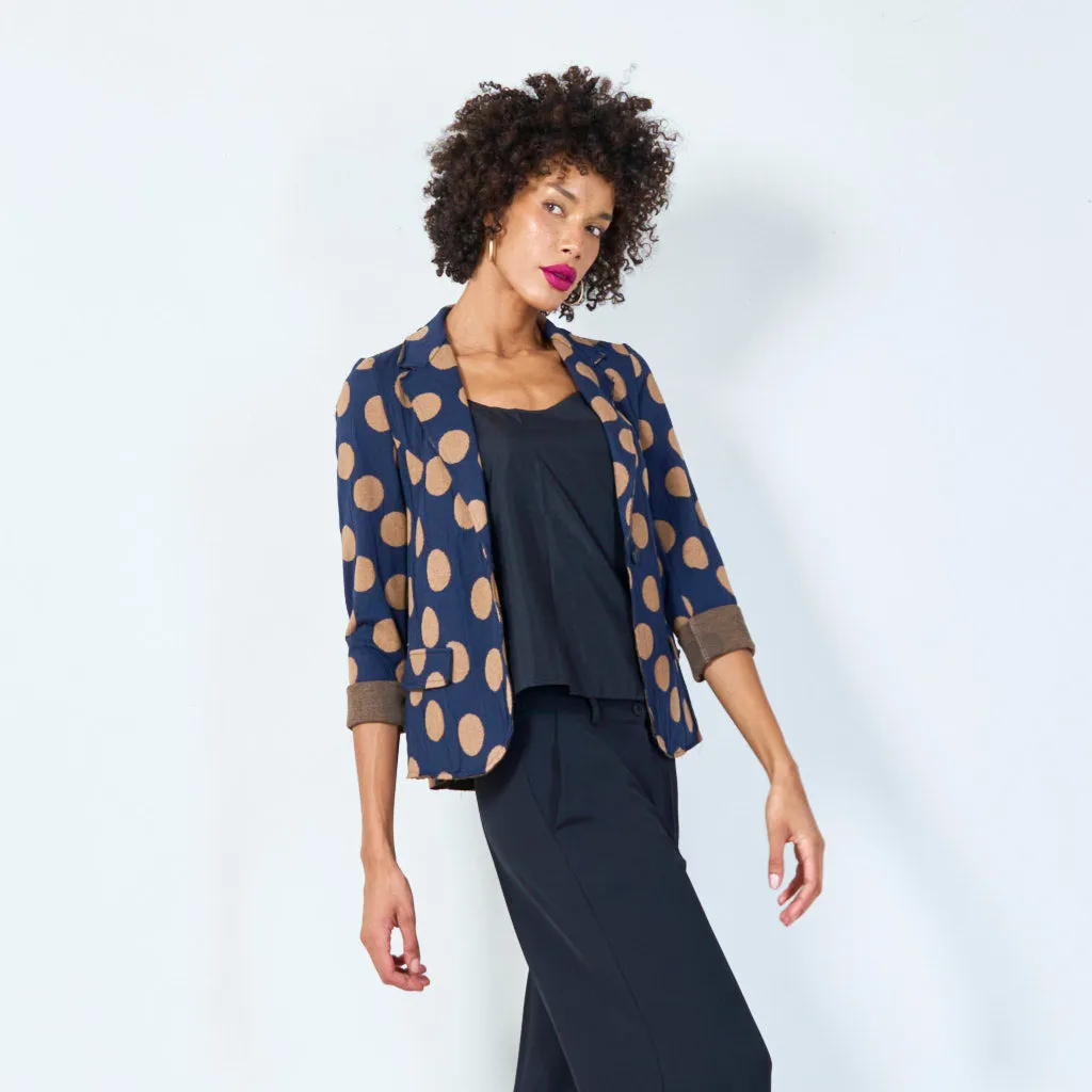 Polka dot blazer with single-button closure wholesale