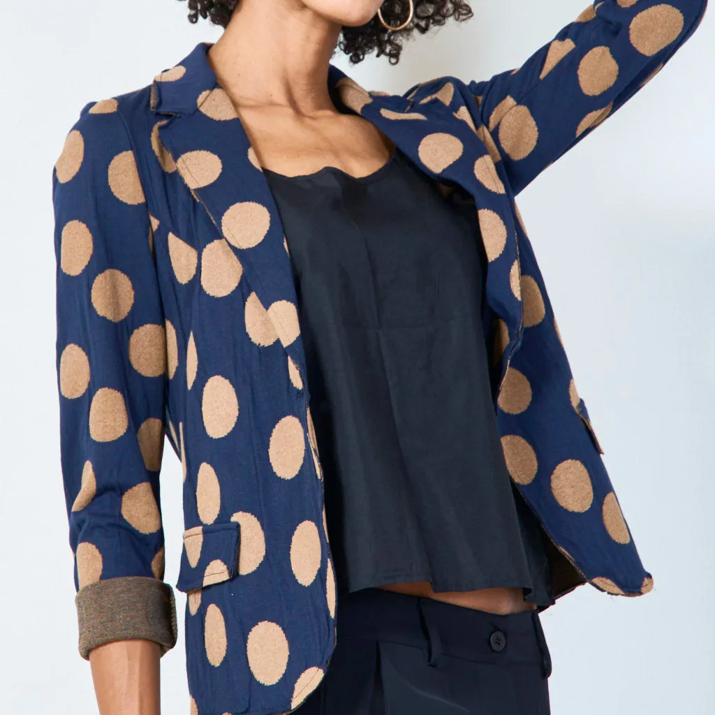 Polka dot blazer with single-button closure wholesale