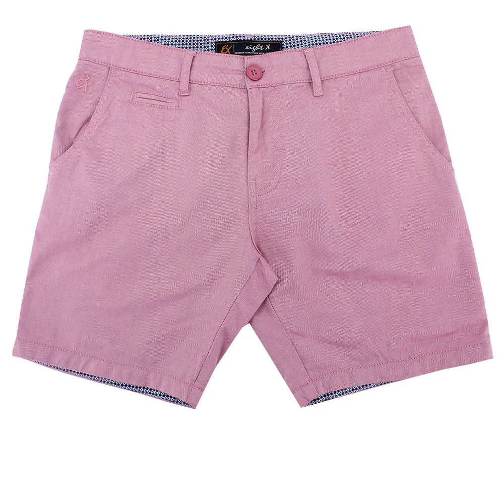 Red Slim Fit Textured Shorts