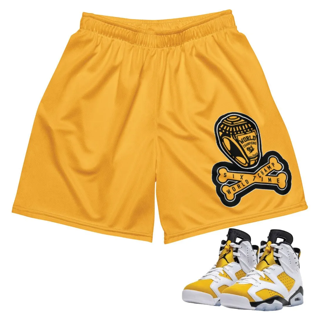 Retro 6 Yellow Ochre Crossbones Shorts