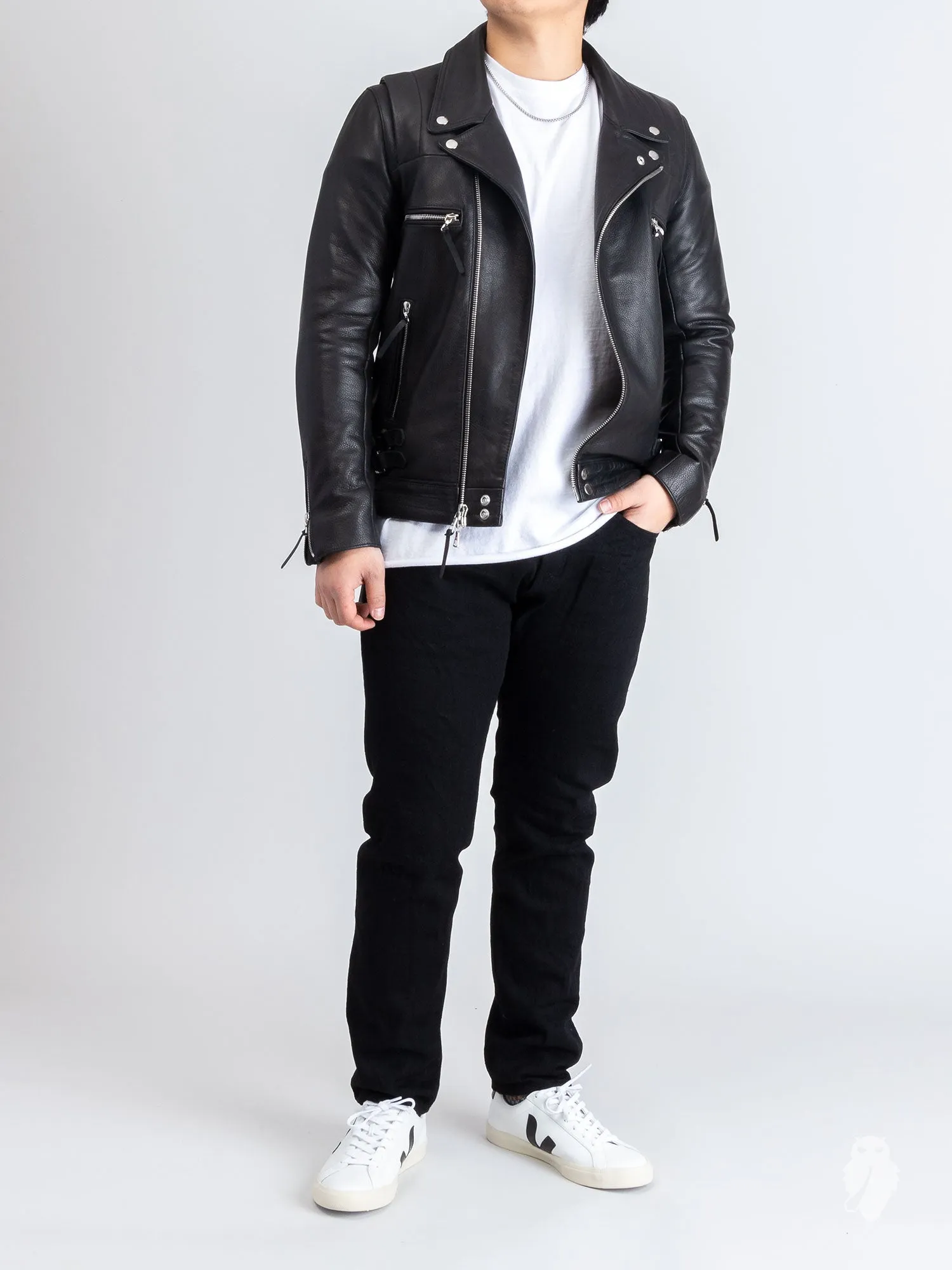 Riders Jacket in Black Cowhide