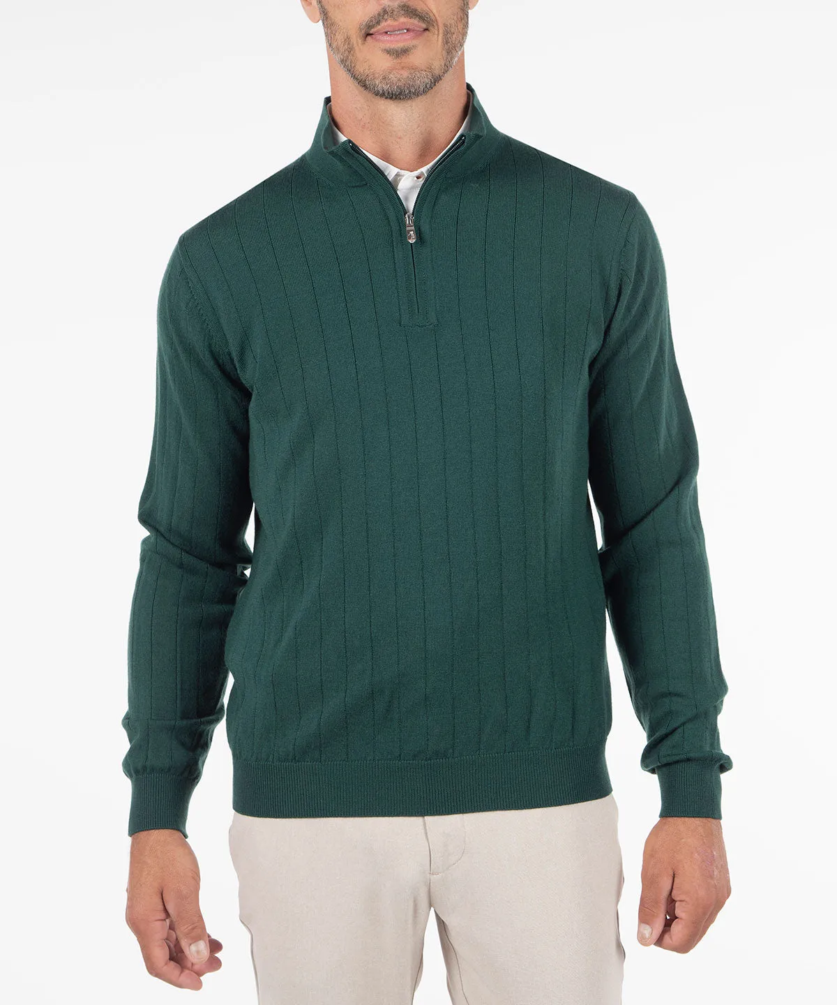 Signature Merino Lined Quarter-Zip Mock Neck Wind Sweater