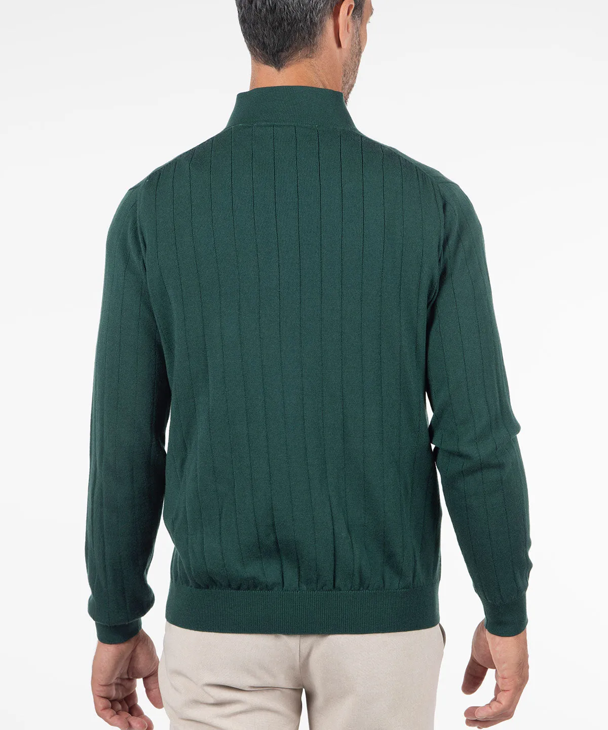 Signature Merino Lined Quarter-Zip Mock Neck Wind Sweater