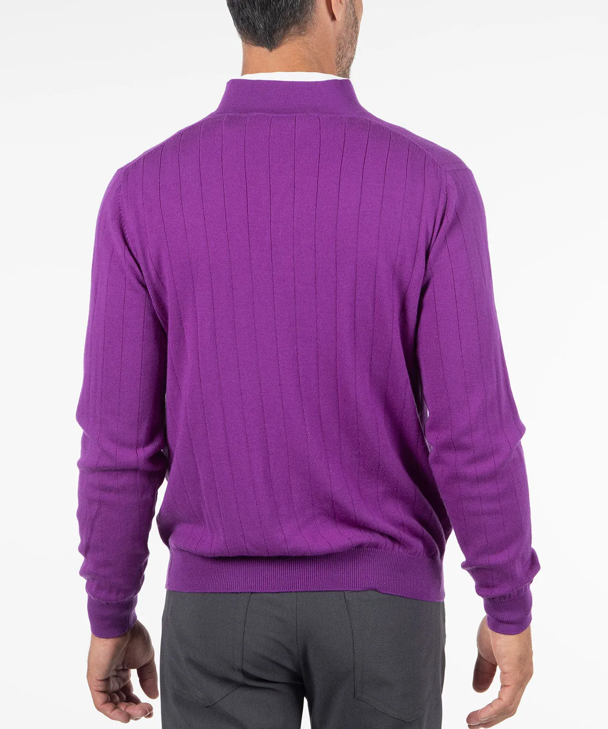 Signature Merino Lined Quarter-Zip Mock Neck Wind Sweater