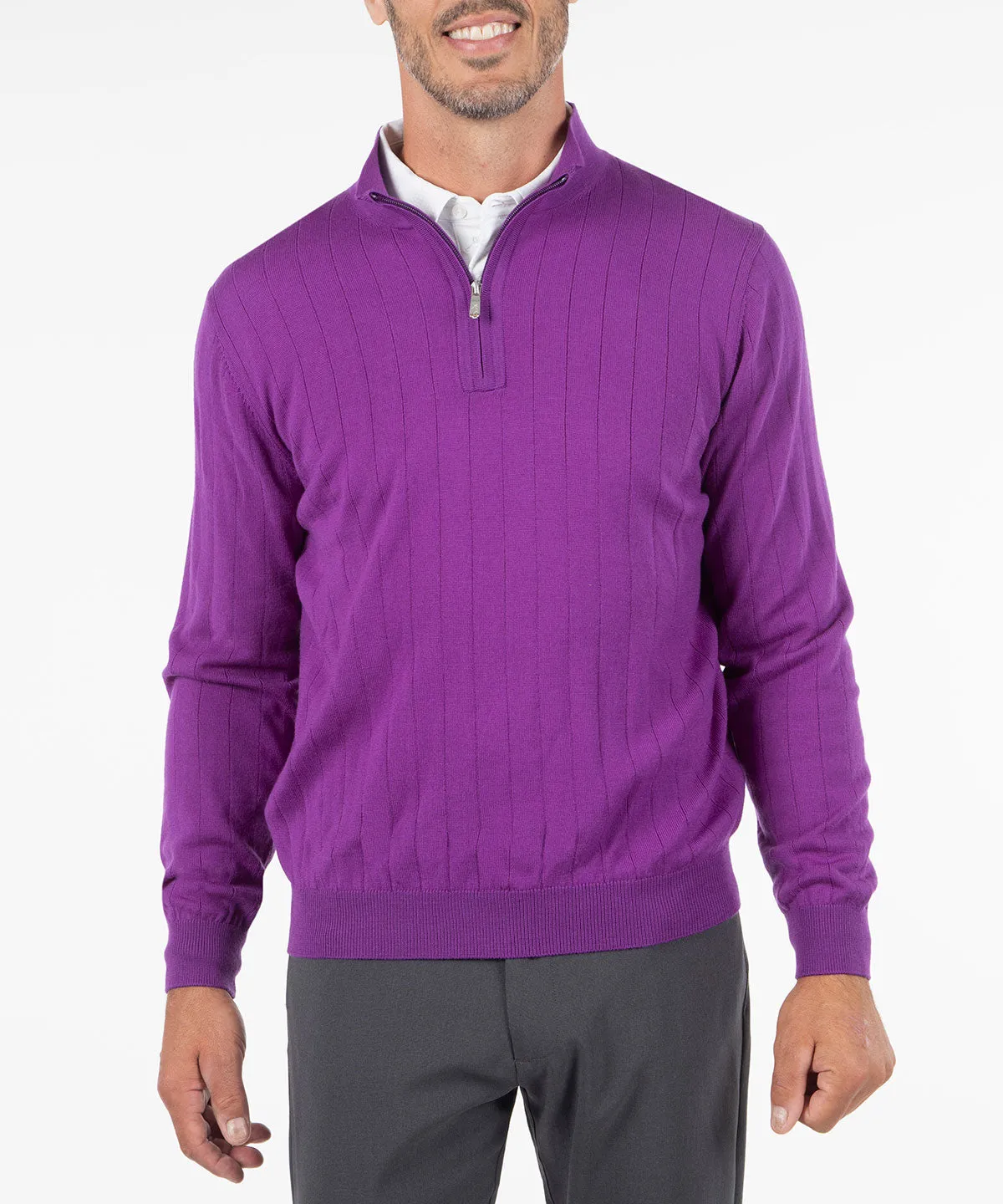 Signature Merino Lined Quarter-Zip Mock Neck Wind Sweater