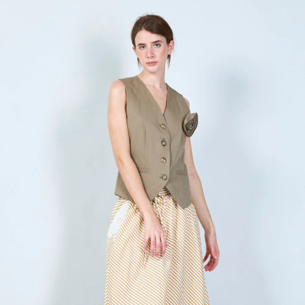 Sleeveless tailored vest with rosette wholesale