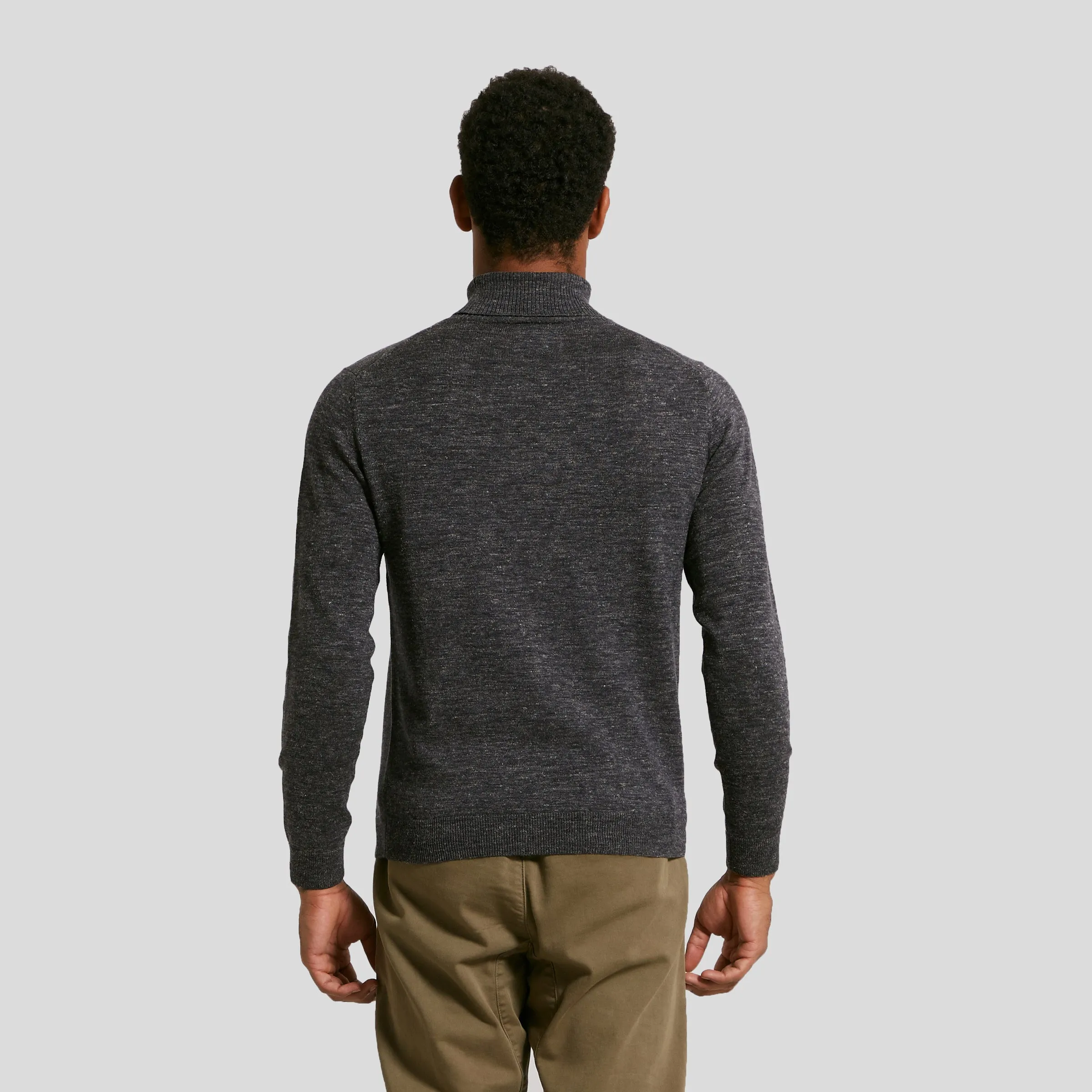 Smithfield Wool Linen Roll Neck - Charcoal